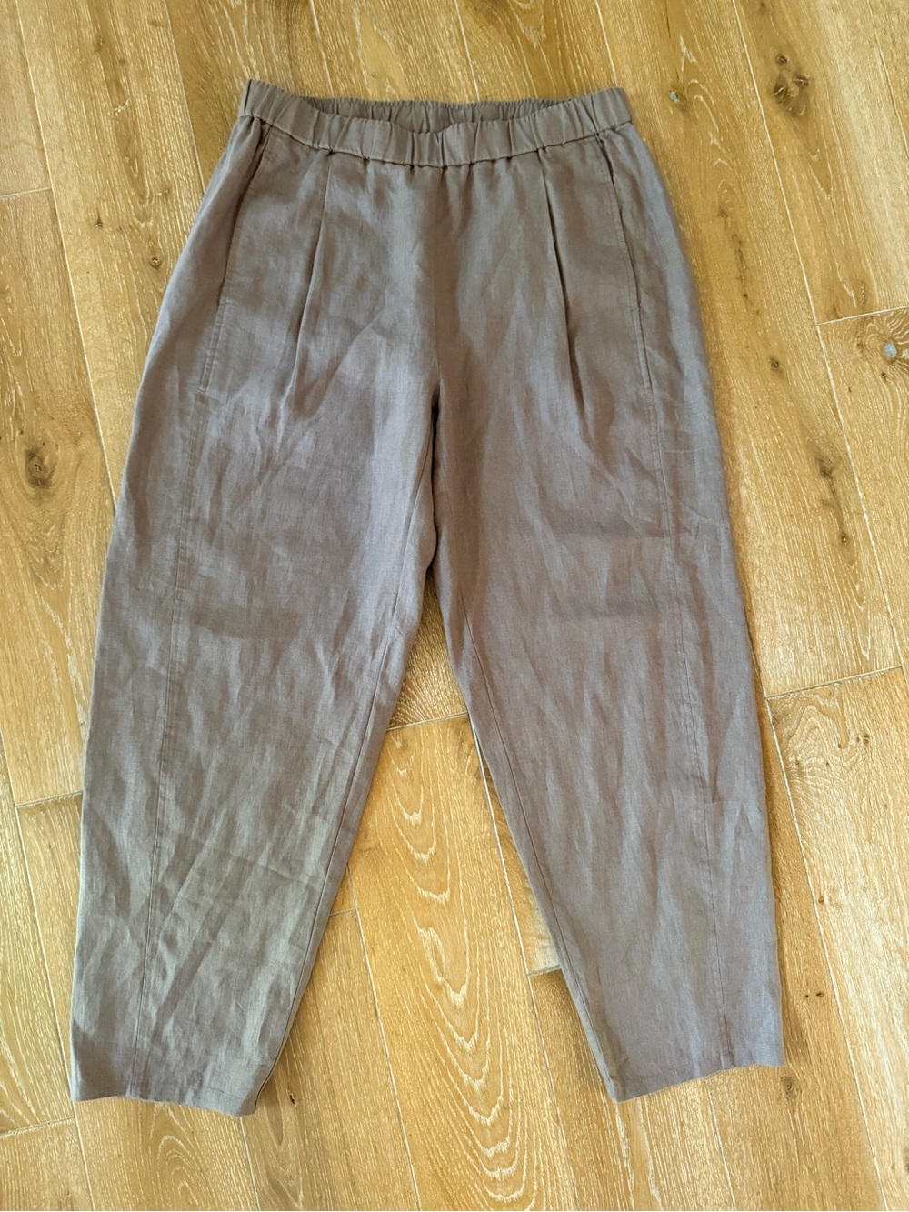 Eileen Fisher Pleated Lantern Linen Ankle Pants - Picture 2 of 5